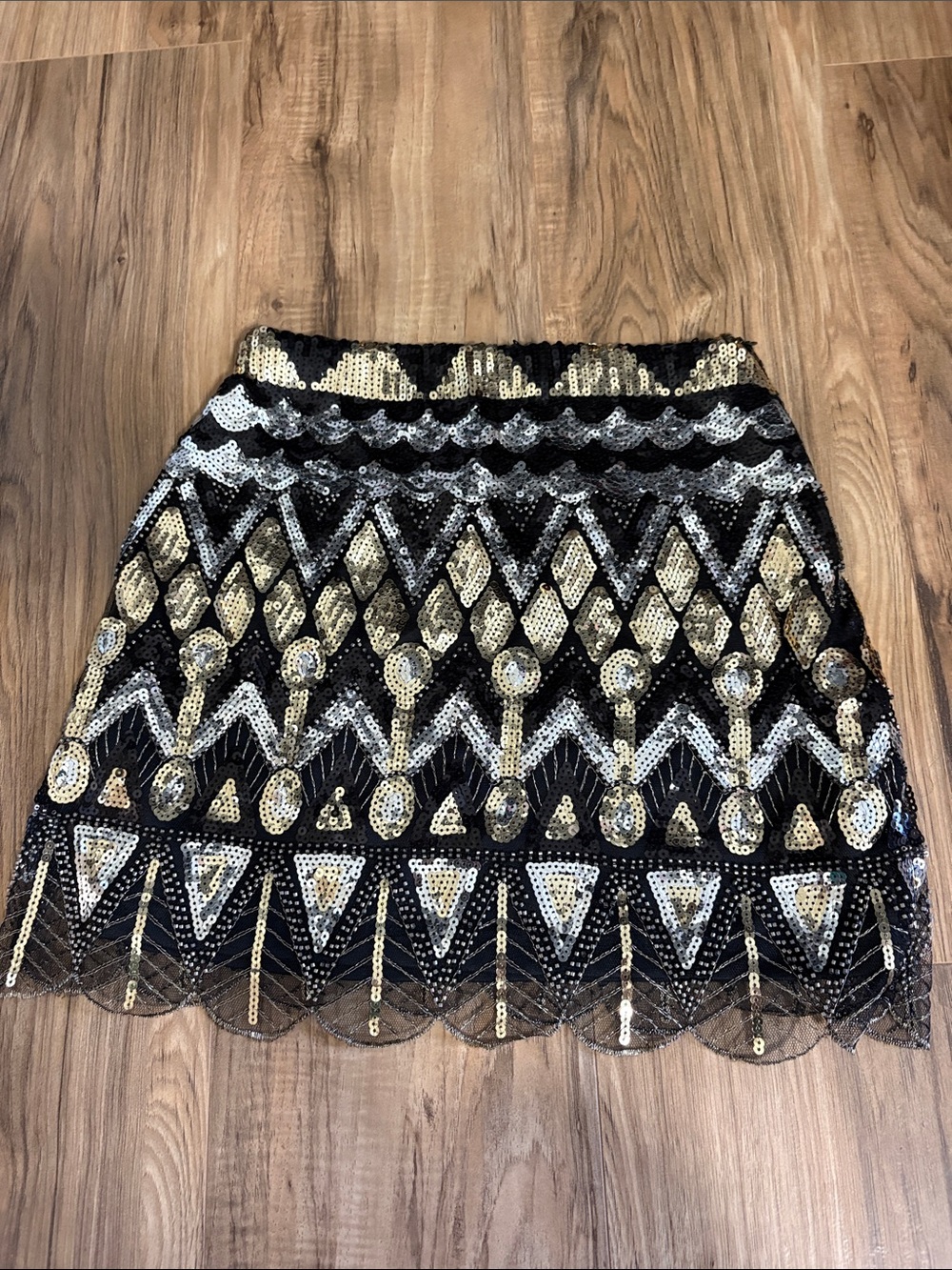 Black & Gold Sequin Mini Skirt